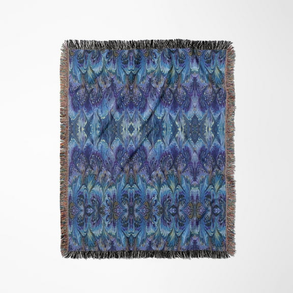 Blue Peacock Paisley, Woven Blanket