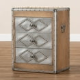 thumbnail image 2 of Baxton Studio Audric French Industrial Brown Wood and Silver Metal 3-Drawer Accent Storage Cabinet, 2 of 8