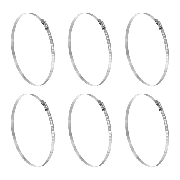 Uxcell 6 Pcs Abrazadera de Manguera 9-7/8"-10-3/4" Acero Inoxidable Ajustable de Engranaje de Gusano