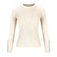 thumbnail image 3 of DeHolifer Sweaters for Women Crewneck Long Sleeve Solid Color Ribbed Knit Sweaters Loose Casual Blouse Tops Beige M, 3 of 6