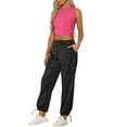 thumbnail image 4 of Allegra K Casual 2pc Outfits for Women's Sleeveless Tank Top Satin Cargo Pants Tracksuit, 4 of 5