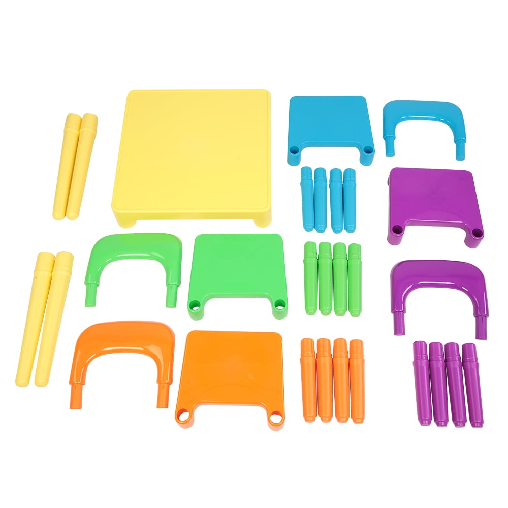 Lowestbest Kids Table and Chairs Set, Kids Table Set, Colorful Kids Plastic Table and 4 Chairs Set for Children, Simple Table Desk Sets for Reading Studying in Playroom Kindergarten Game Rooms Lowestbest Kids Table and Chairs Set, Kids Table Set, Colorful Kids Plastic Table and 4 Chairs Set for Children, Simple Table Desk Sets for Reading Studying in Playroom Kindergarten Game Rooms
