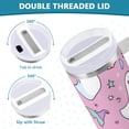 thumbnail image 3 of Yayeee 40oz Stainless Steel Tumbler with Straw and Handle Double-Wall Insulated Travel Water Bottle, Purple Halloween, 3 of 8