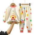 thumbnail image 4 of Caqnni Cute Baby Girl Clothes Long Sleeve Print Sweatshirt Top and Pants Set Toddler Girl Fall Outfits Loungewear 3 6 9 12 18 24 Months 2T 3T(3-6 Months,Beige), 4 of 4