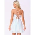 thumbnail image 3 of DARING DIVA Sequin Backless Dress with Spaghetti Straps M White, 3 of 6