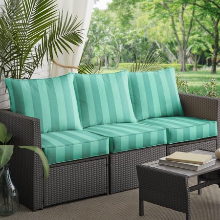 Mozaic Humble + Haute Preview Capri Outdoor/Indoor Deep Seating Sofa Pillow and Cushion Set 22.5in x 22.5in x 5in 25in x 23in x 5in - Preview Lagoon
