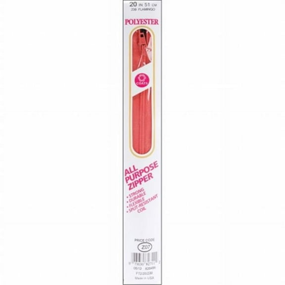 Coats F72 20-239 All-Purpose Plastic Zipper 20''-Flamingo