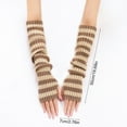 thumbnail image 5 of Koiauber Women Striped Elbow Gloves Knitted Arm Warmers Fingerless Gloves Stretchy Mittens with Thumb Hole, 5 of 8