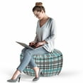 thumbnail image 2 of Abstract Pouf Cover with Zipper, Composition of Horizontal and Vertical Continuing Streaks Classic Design, Soft Decorative Fabric Unstuffed Case, 30" W X 17.3" L, Seafoam Grey White, by Ambesonne, 2 of 5