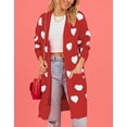 thumbnail image 3 of Sweaters for Women Valentine's Day Cardigan Sweater Lightweight Heart Knit Kimono Cardigan Outerwear with Pockets Alsol Lamesa, 3 of 6