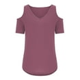 thumbnail image 5 of tarylea Womens Tops Cold Shoulder Short Sleeve Blouse V Neck Solid Color Shirts Casual Loose Summer Trendy Tops, 5 of 7