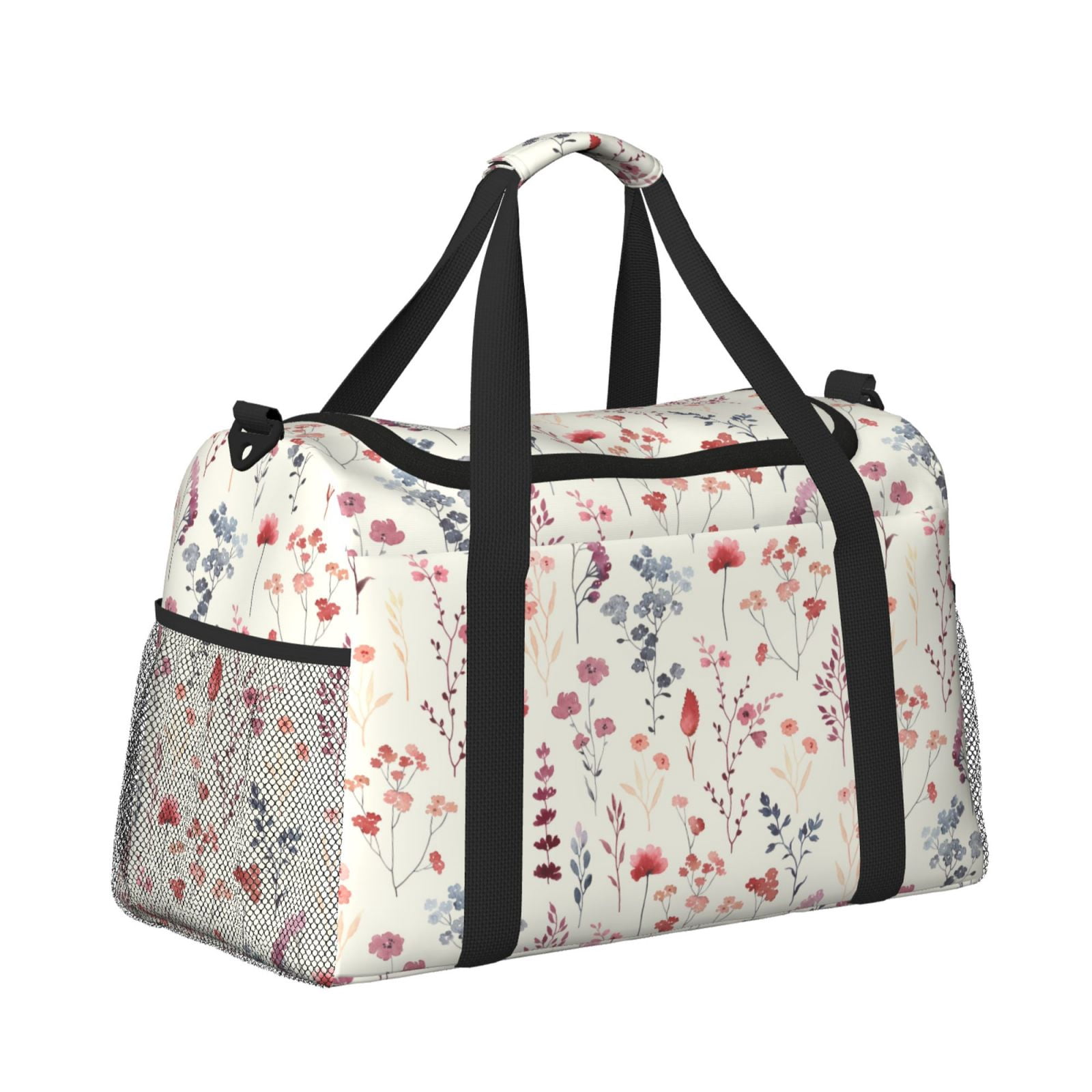 Fuzoiu Wildflower Watercolor 3 Print Travel Duffle Bag,Carry On Tote Bags,Duffel Bag,Sport Gym Bag, Hospital Bag for Labor and Delivery, Overnight Bag,Luggage Bag