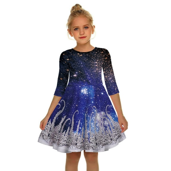 Wangmeiwg Girls' Dresses Girls Christmas Dresses Fall Winter Girls Long Sleeve Dress Christmas Outfit Girls Christmas Toddler Girl Outfit 7-8 Years