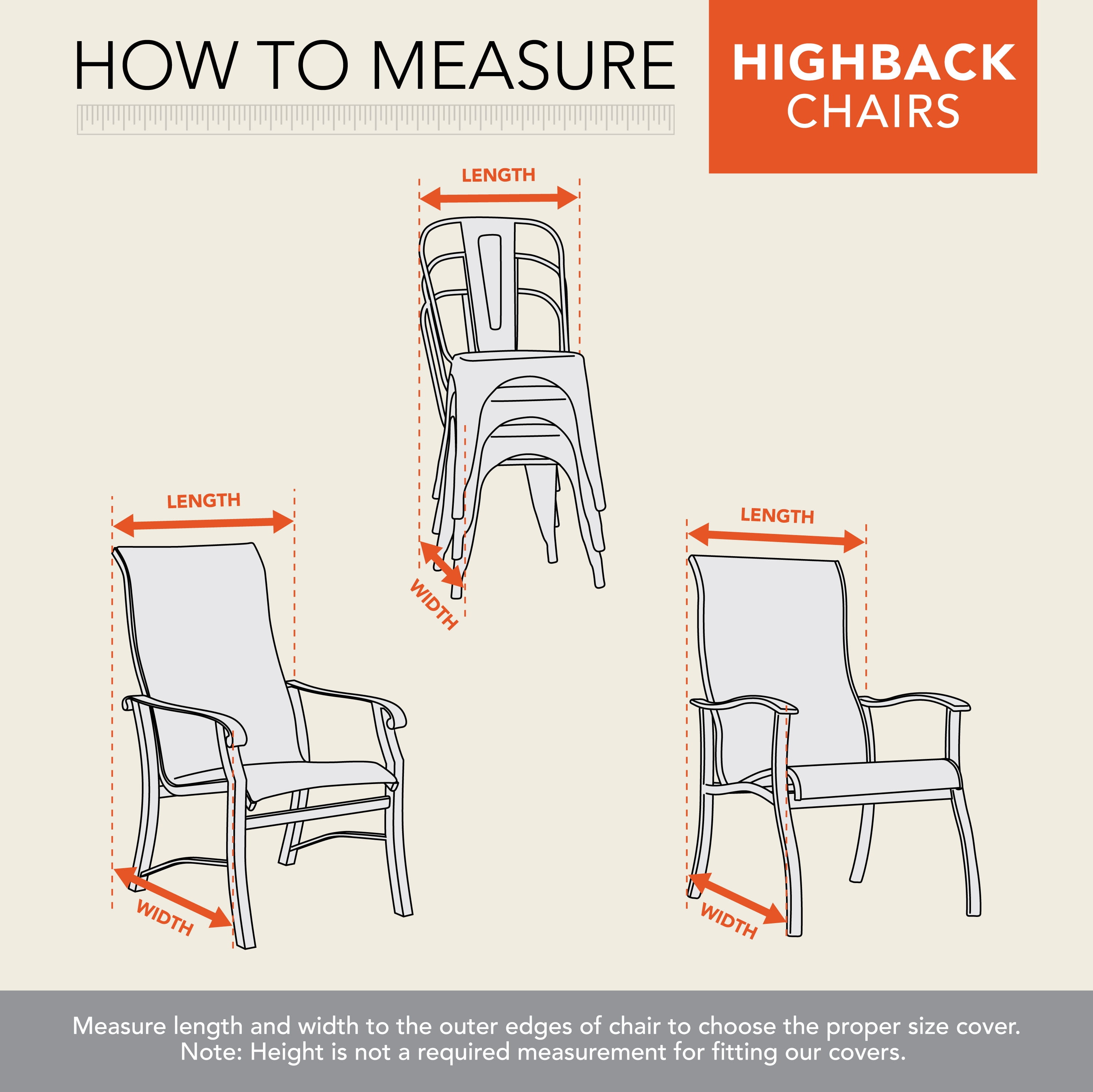 Modern Leisure Garrison Waterproof Stackable Patio Chair Cover, 27"L x 27"W x 49"H, Gray