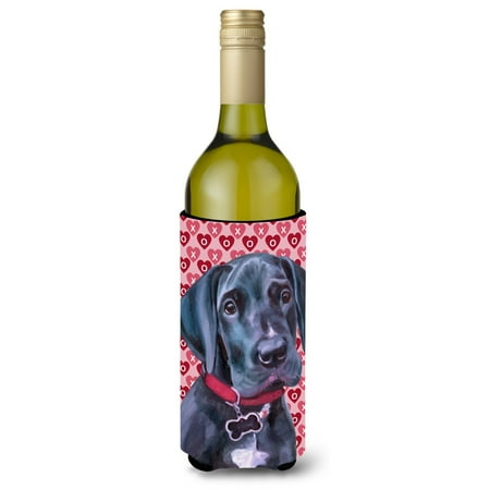 

Carolines Treasures LH9565LITERK Black Great Dane Puppy Hearts Love and Valentines Day Wine Bottle Hugger Wine Bottle
