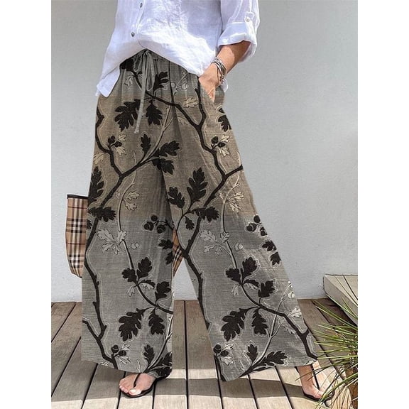 3D digital printed plus-size flared fashion loose women's pants
