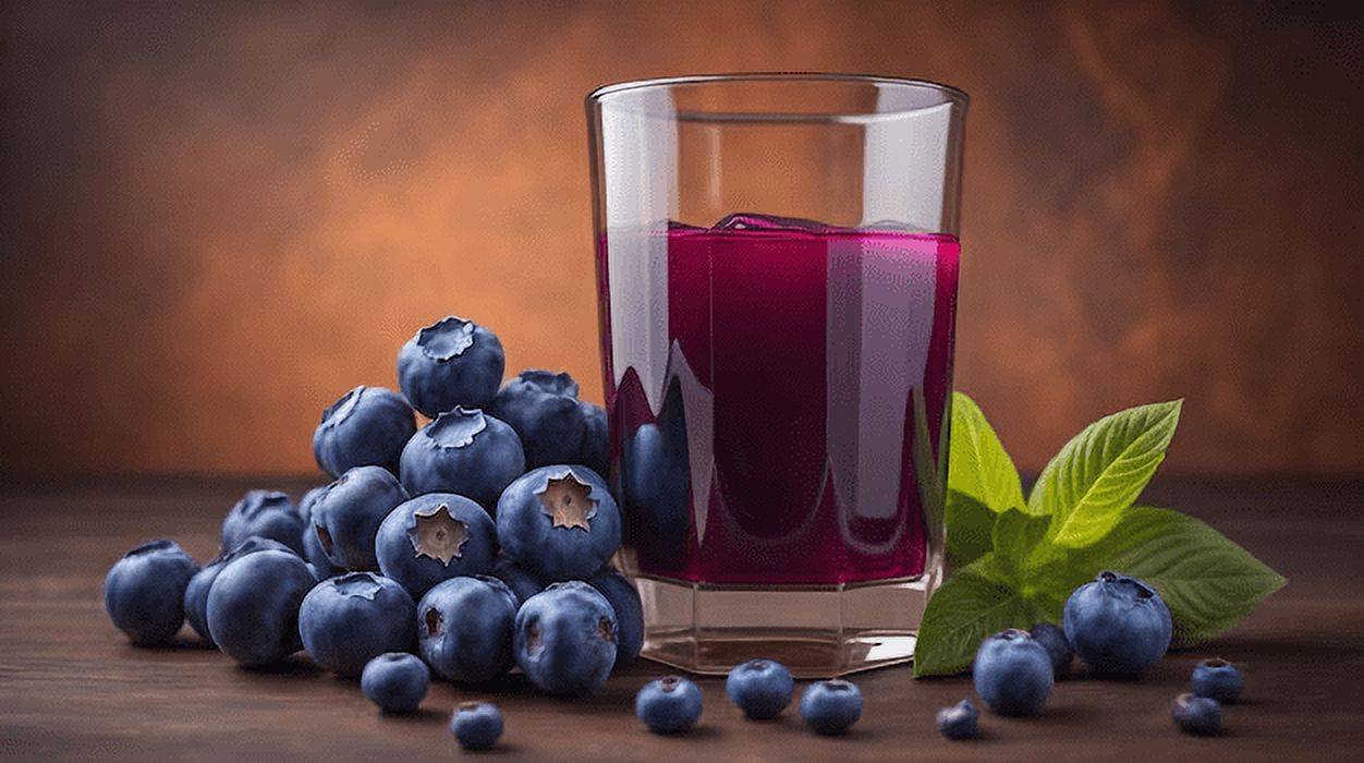 Blueberry Juice Net 33.8 fl.oz (1 Ltr.) - One (1) Glass Bottles - High in Antioxidants