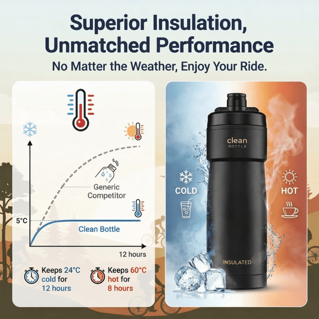 Clean Hydration Insulated Sport Water Bottle 23 oz