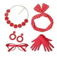 thumbnail image 3 of Paquete de 5 1950S Conjunto de Disfraces para Mujer Gafas Diadema Pendiente Lunares Accesorios 50S Guantes para Halloween Disfraces Adultos Rojo BLESIY Disfraz de Halloween, 3 of 8
