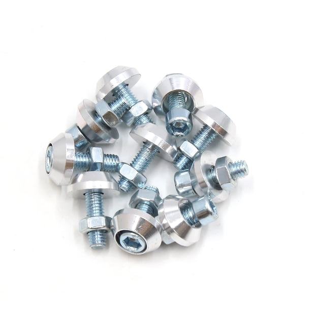10Pcs Tono de Plata de Aleación Aluminio Accesorio de Motocicleta Scooter Tornillos Pernos de Placa Matrícula