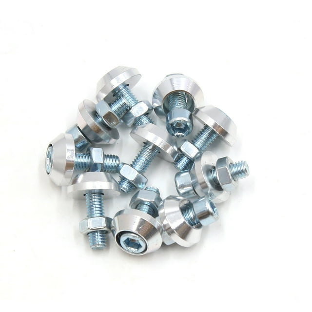 10Pcs Tono de Plata de Aleación Aluminio Accesorio de Motocicleta Scooter Tornillos Pernos de Placa Matrícula