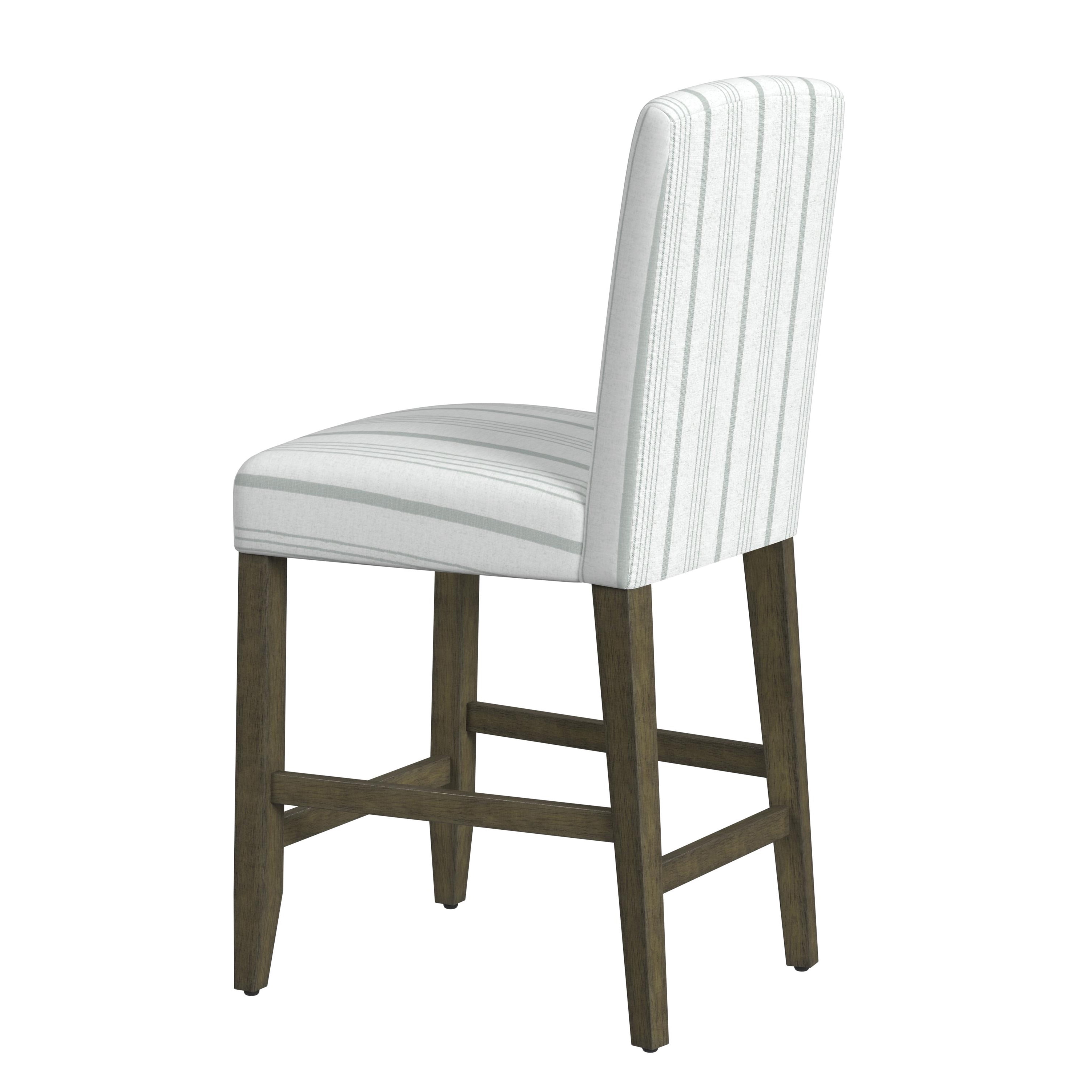 HomePop 24" Indoor Curved Back Upholstered Counter Stool, Dove Gray Stripe