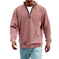 thumbnail image 5 of Men's Casual Style Quarter-Zip Collar Hoodie - Pink, Size XXL, 5 of 6