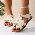 thumbnail image 5 of ShiShine Women's Ankle Strap Bow Sandals Criss Cross Open Toe Bowknot Dressy Beach Flat Sandals, 5 of 9