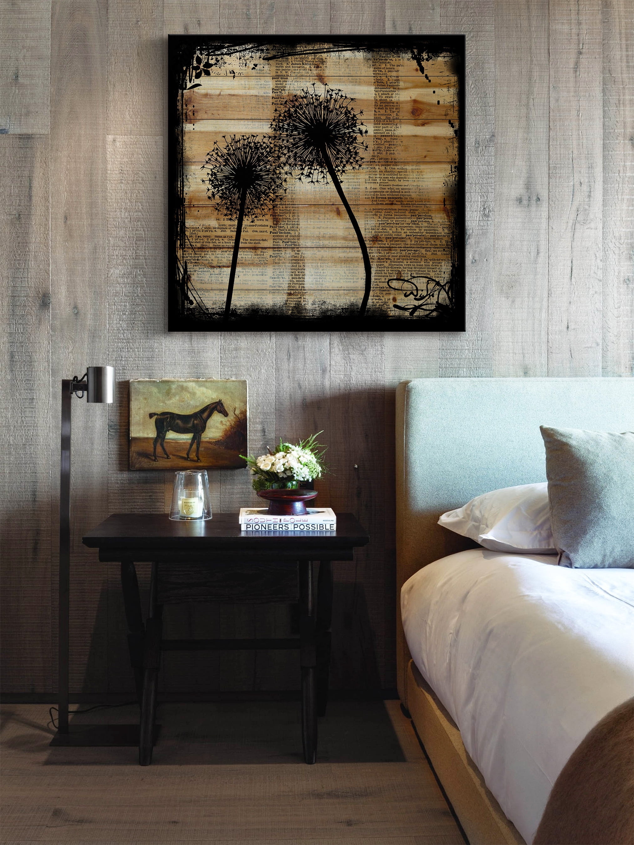 "Wish Dandy" Painting Print on Natural Pine Wood