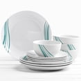 thumbnail image 7 of Tabletops Gallery 12 Piece Marina White Teal Ceramic Dinnerware Set, Round Dinner Plates Dishes Bowls, Service for 4, 7 of 7