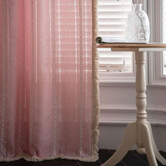 AIGIA Boho Curtains for Bedroom Living Room Light Filtering Country Farmhouse Vintage Chic Tassels Hollow Window Treatment Bohemian Drape 1 Panel