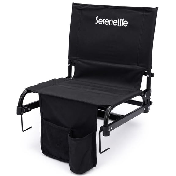 SereneLife Stadium Seat with Back Support & Armrests, Padded Folding Bleacher Chair with Backrest, Portable Stadium Seating for Sports, Events & Camping, 225 lb Capacity
