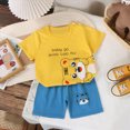 thumbnail image 3 of Toddler Girl Boy 2 Piece Cute Print Short Sleeve T-Shirt and Shorts Set Round Neck Tee Elastic Waist Outfits Kaprioy Toddler Girl Clothes 6 9 18 24 Months 2T 3T 4T 5T 6T, 3 of 4
