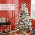 thumbnail image 6 of Demi Bonn 7ft Tall Prelit Artificial Christmas Tree with Warm White LED Light and Snow Flocked Branches, Metal Stand for Home Decor & Festive Events, Green, 6 of 7