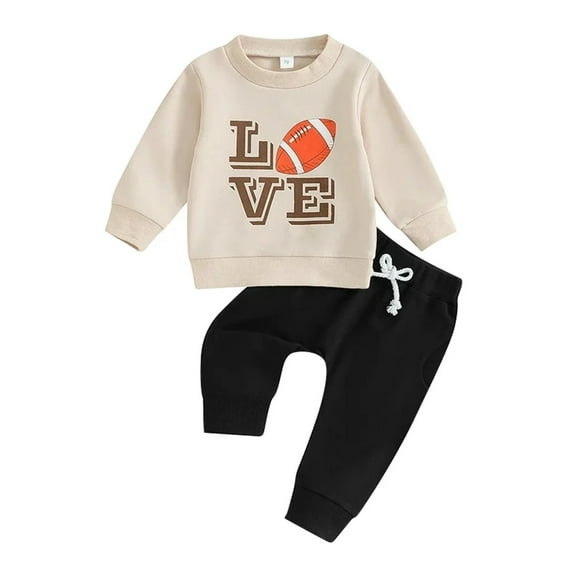 XBASW Toddler Baby Boy Sweatsuit Set Long Sleeve Letter Print Sweatshirt Pullover Tops Joggers Pants Set Newborn Spring Fall Clothes 0-3T