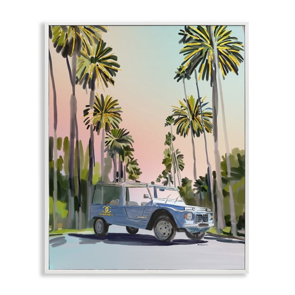 Stupell Industries Art Deco Glam Tropical Truck White Framed Giclee Art, 11 x 14, by Amelia Noyes