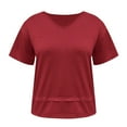 thumbnail image 3 of Jalioing V Neck T Shirt Women's Short Sleeve Dropped Shoulder Fashion Tops Casual Loose Summer Trendy Tees, 3 of 6