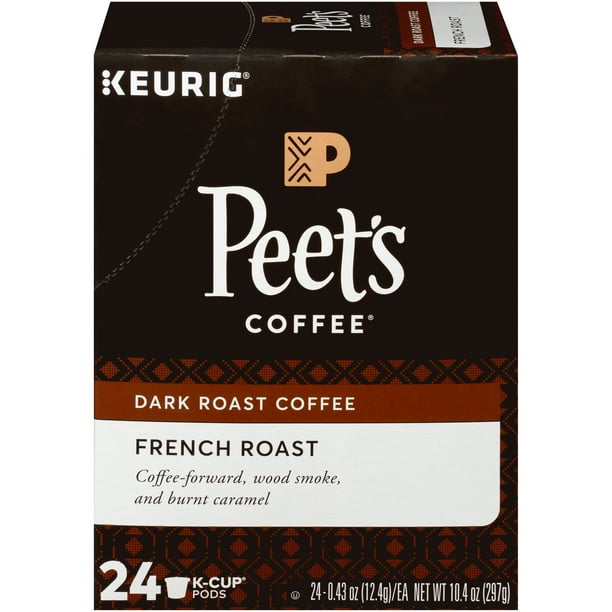 Peet's Coffee French Roast KCup Coffee Pods, Dark Roast, 24 Ct, For