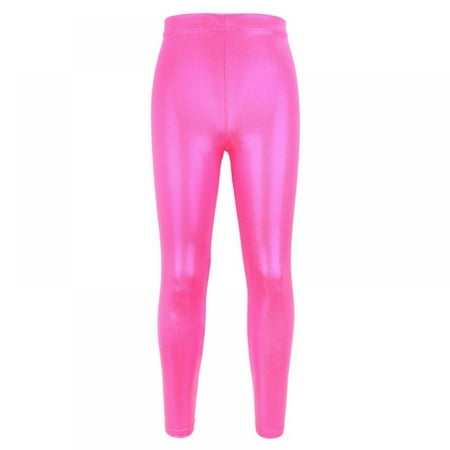 

Girls Kids High Waisted Shiny Metallic Dance Fashion Leggings