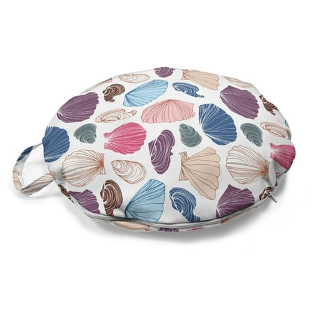 

Scallop Round Floor Cushion with Handle Delicate Hand Drawn Colorful Shells Marine Nautical Decorative Pillow for Living Room & Dorms 18 Round Multicolor by Ambesonne