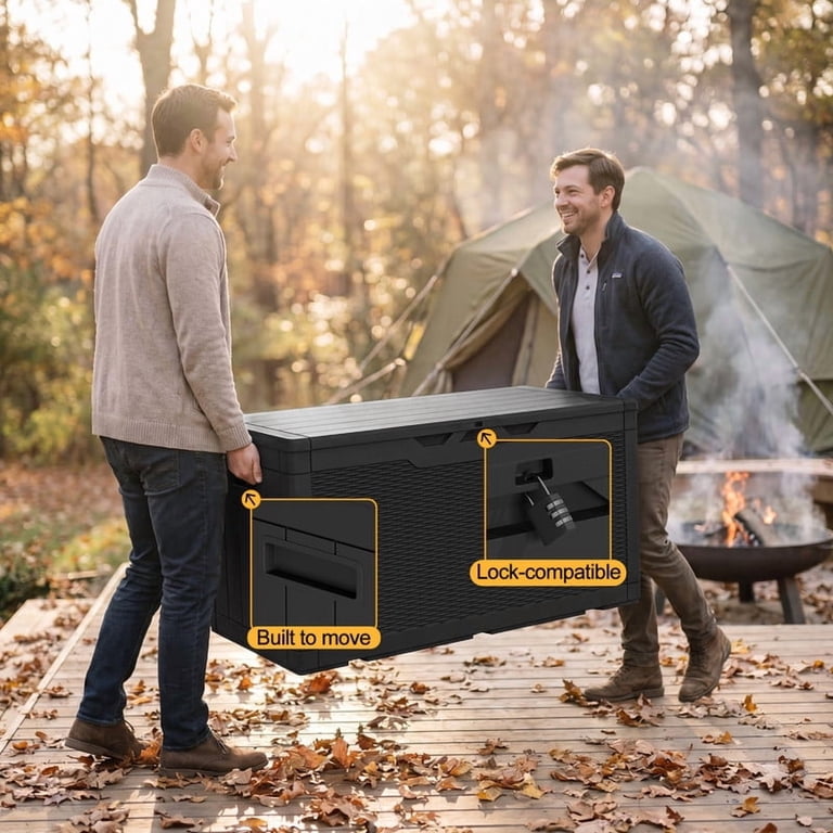 Homall 100-Gallon Plastic Resin Deck Box, Black photo 5