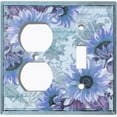 thumbnail image 4 of Metal Light Switch Plate Outlet Cover Blue Floral Leaf Letter Damask FLW061, 4 of 13