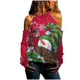 thumbnail image 1 of Mujeres moda Navidad sin tirantes impresión manga larga blusas sudadera Tops Pompotops  gfhjh10342, 1 of 5