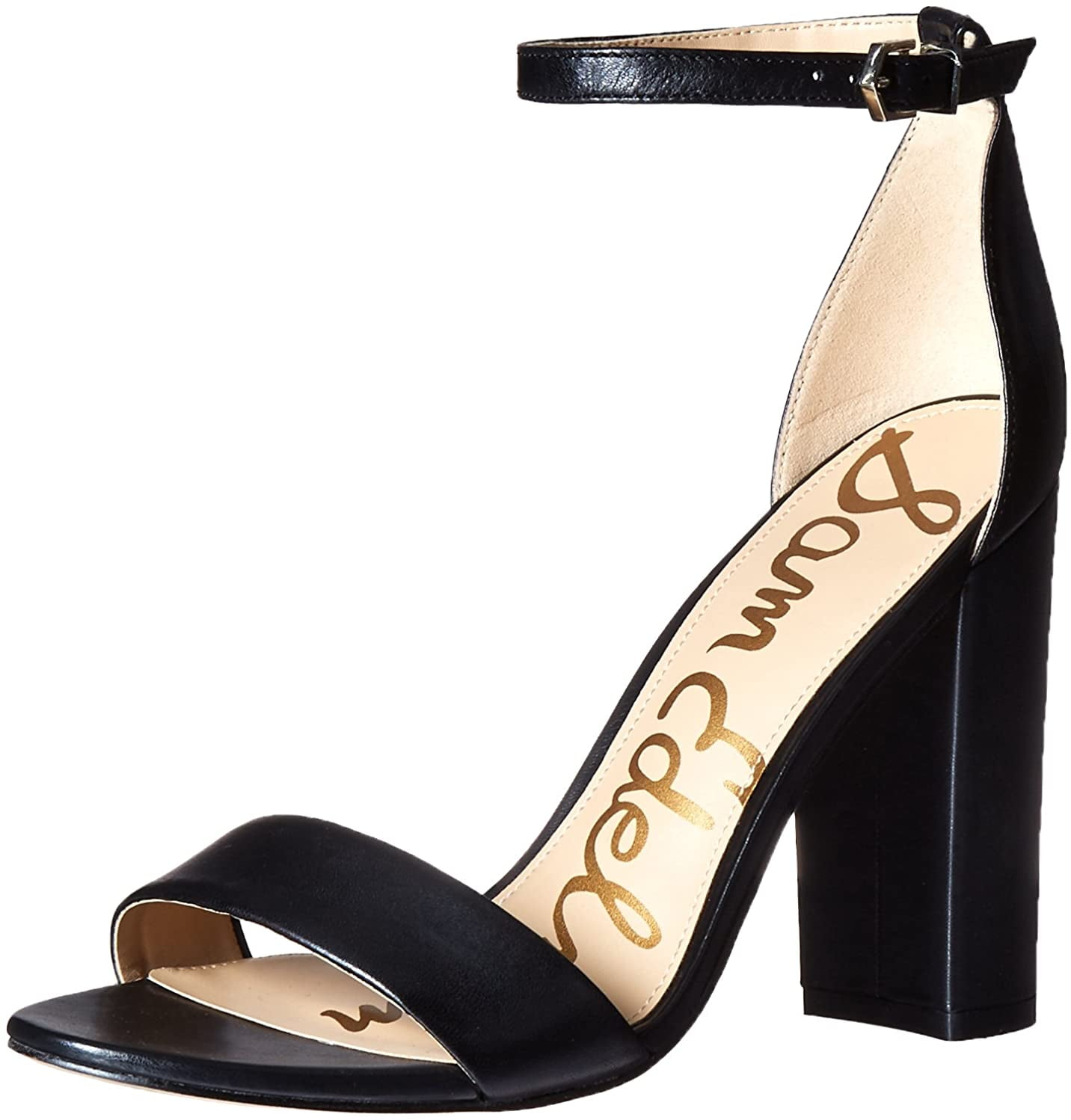 Sam Edelman Women's Yaro Ankle Strap Sandal Heel Black Leather 9.5 W US