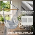 thumbnail image 3 of Hammock Chair Swing Hanging Macrame Chair w/ Two Soft Seat Cushions, Grey, 3 of 7