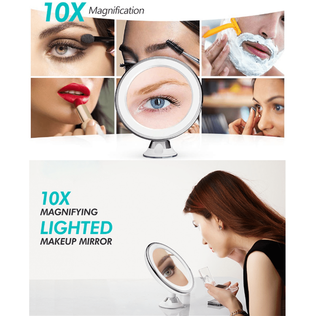 1 x LED Magnifying Mirror-White