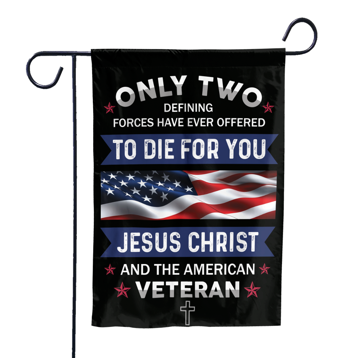 Lotusprinthandmade Christian Jesus And The America Veterans Patriotic 100% Polyester Garden Flag 12x18 inches
