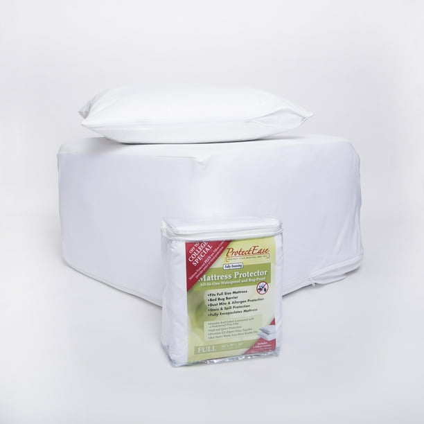 ProtectEase Waterproof Zippered Mattress Protector with Pillow