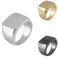 thumbnail image 2 of Men Boys Simple Retro Large Flat men simple Square Glazed Surface Alloy Ring Plated Jewelry Accessory Hip Hop, 2 of 8