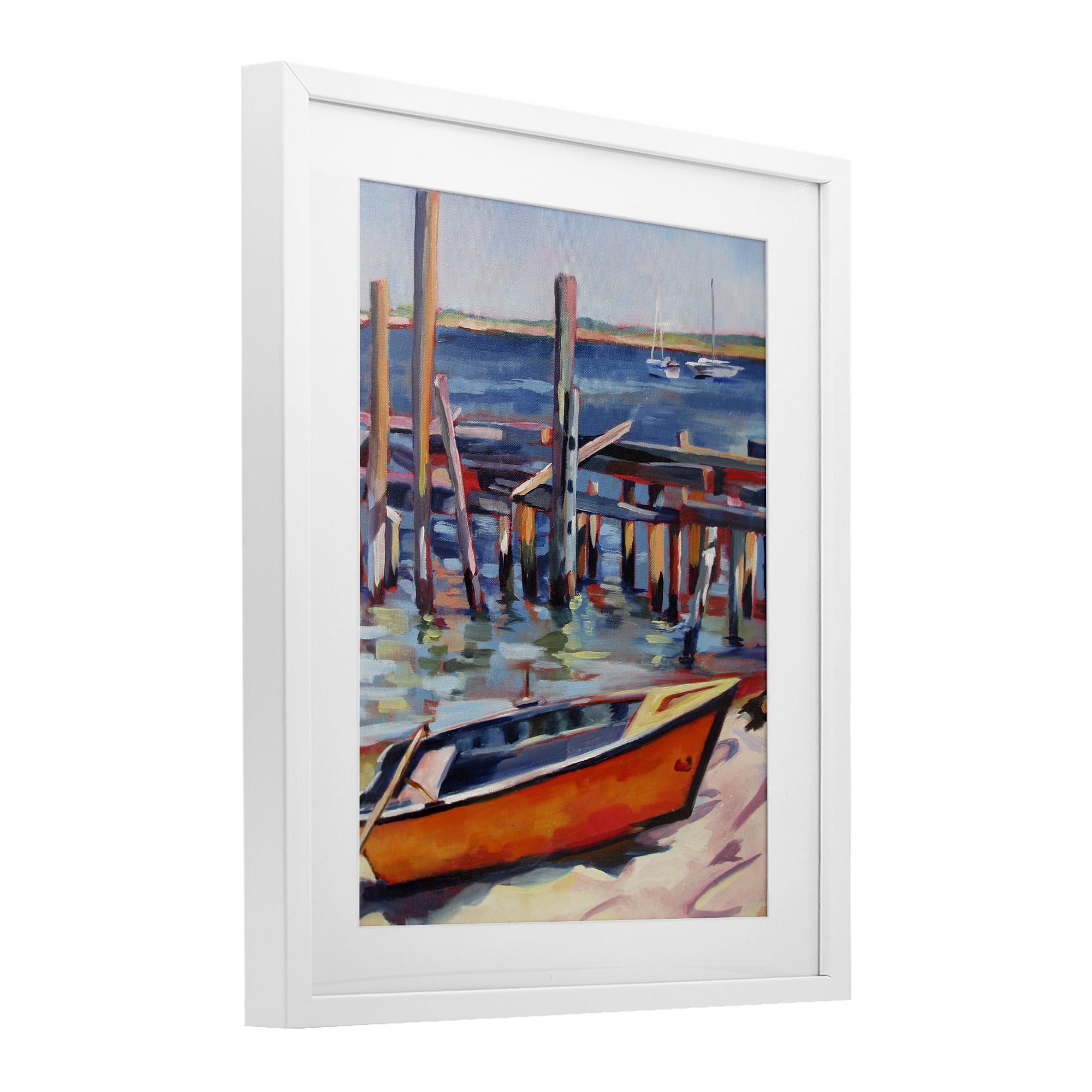 Stupell Industries Provincetown Harbor Boat White Framed Print Under Glass, design by Maxine Shore